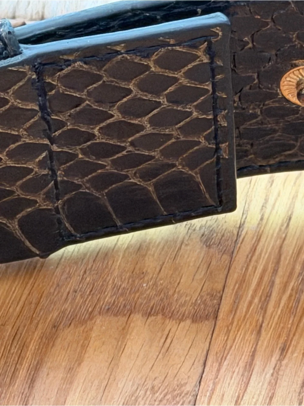 HALSTON Vintage Brown Embossed Leather Women’s Belt  Sz M